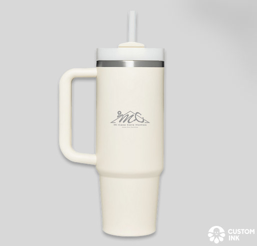 MCH Stanley Tumbler -- cream 40oz tumbler with handle, straw lid, and Mi Casa Care Homes logo
